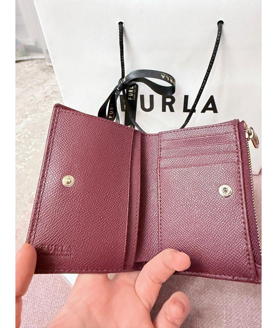 FURLA Бордовый кожаный кошелек, фото 2