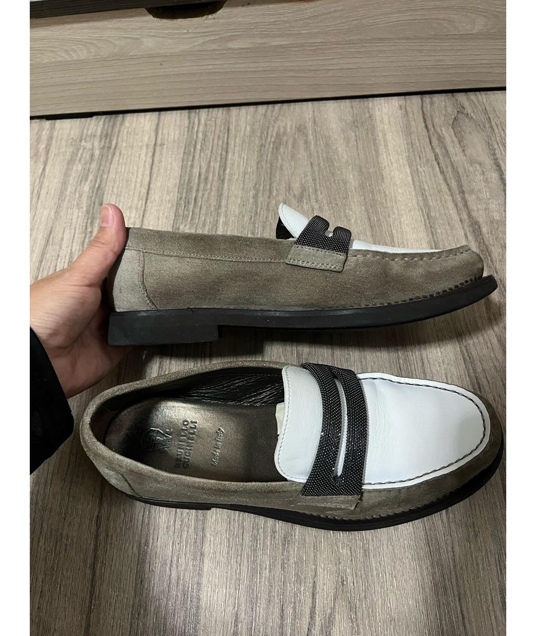 BRUNELLO CUCINELLI Бежевые кожаные лоферы, фото 2