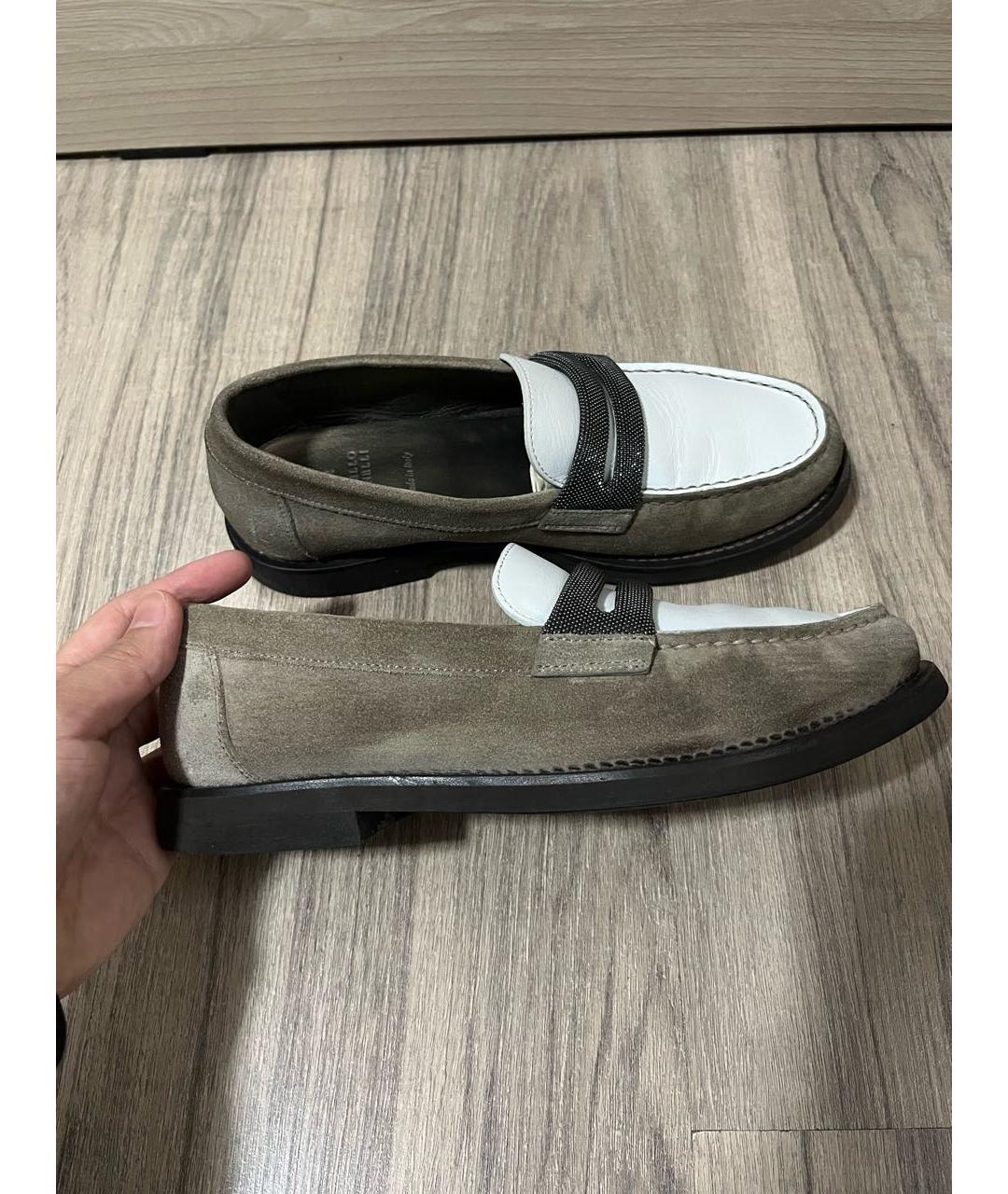 BRUNELLO CUCINELLI Бежевые кожаные лоферы, фото 9