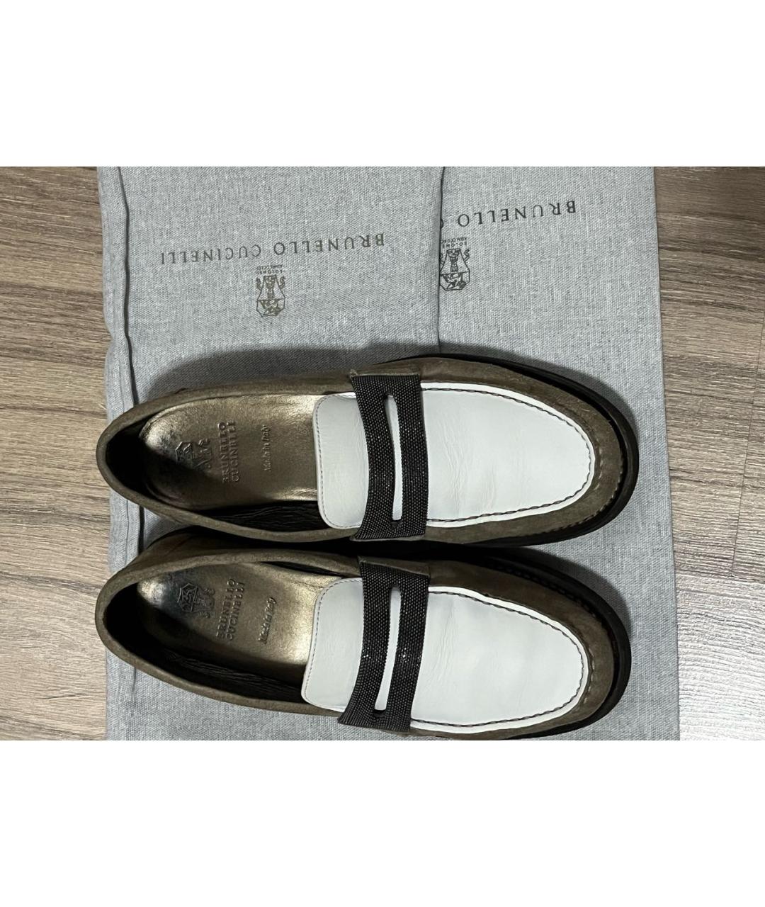 BRUNELLO CUCINELLI Бежевые кожаные лоферы, фото 8