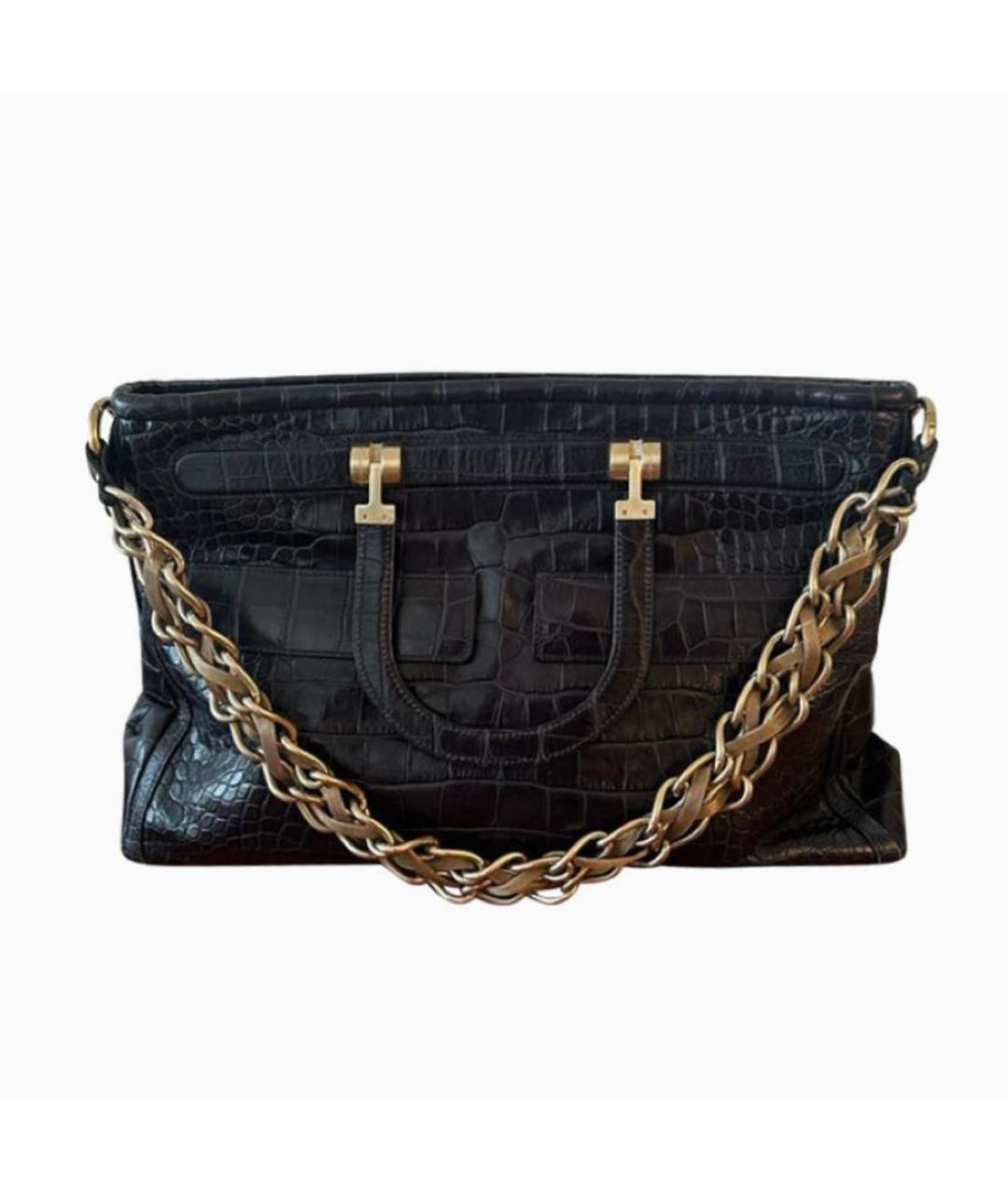 VERSACE Темно-синяя кожаная сумка с короткими ручками, фото 7