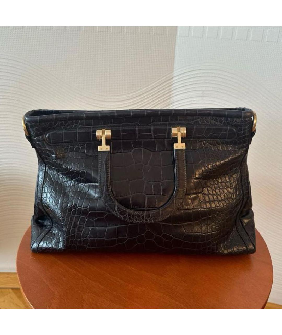 VERSACE Темно-синяя кожаная сумка с короткими ручками, фото 3