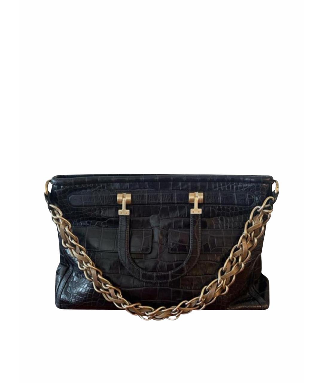 VERSACE Темно-синяя кожаная сумка с короткими ручками, фото 1