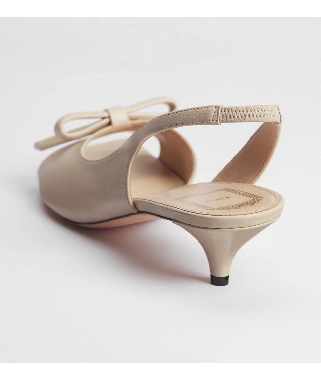 CHRISTIAN DIOR Бежевые кожаные босоножки, фото 4