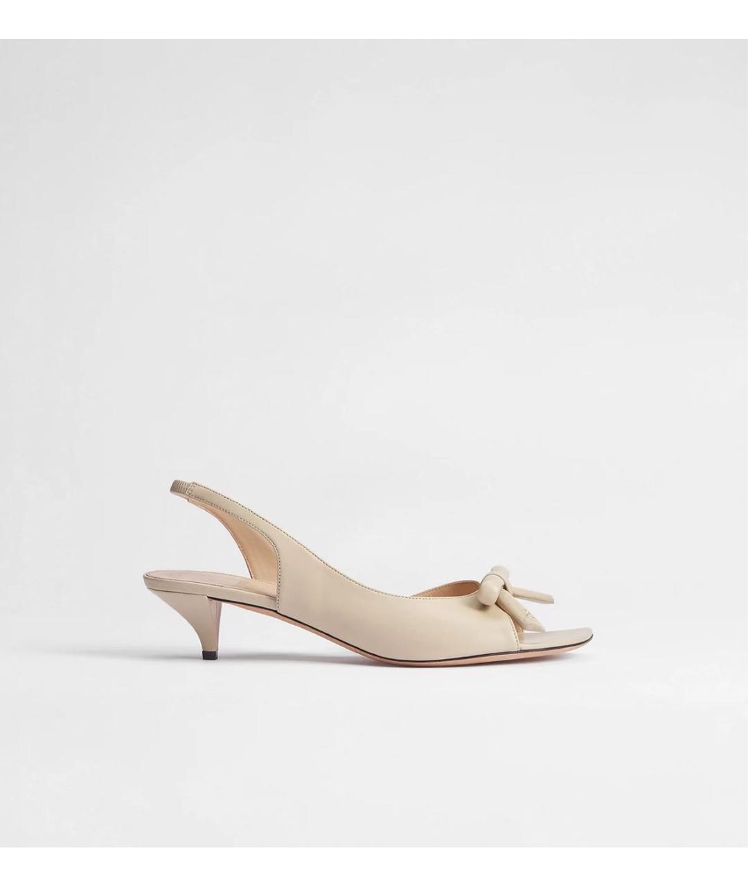 CHRISTIAN DIOR Бежевые кожаные босоножки, фото 5