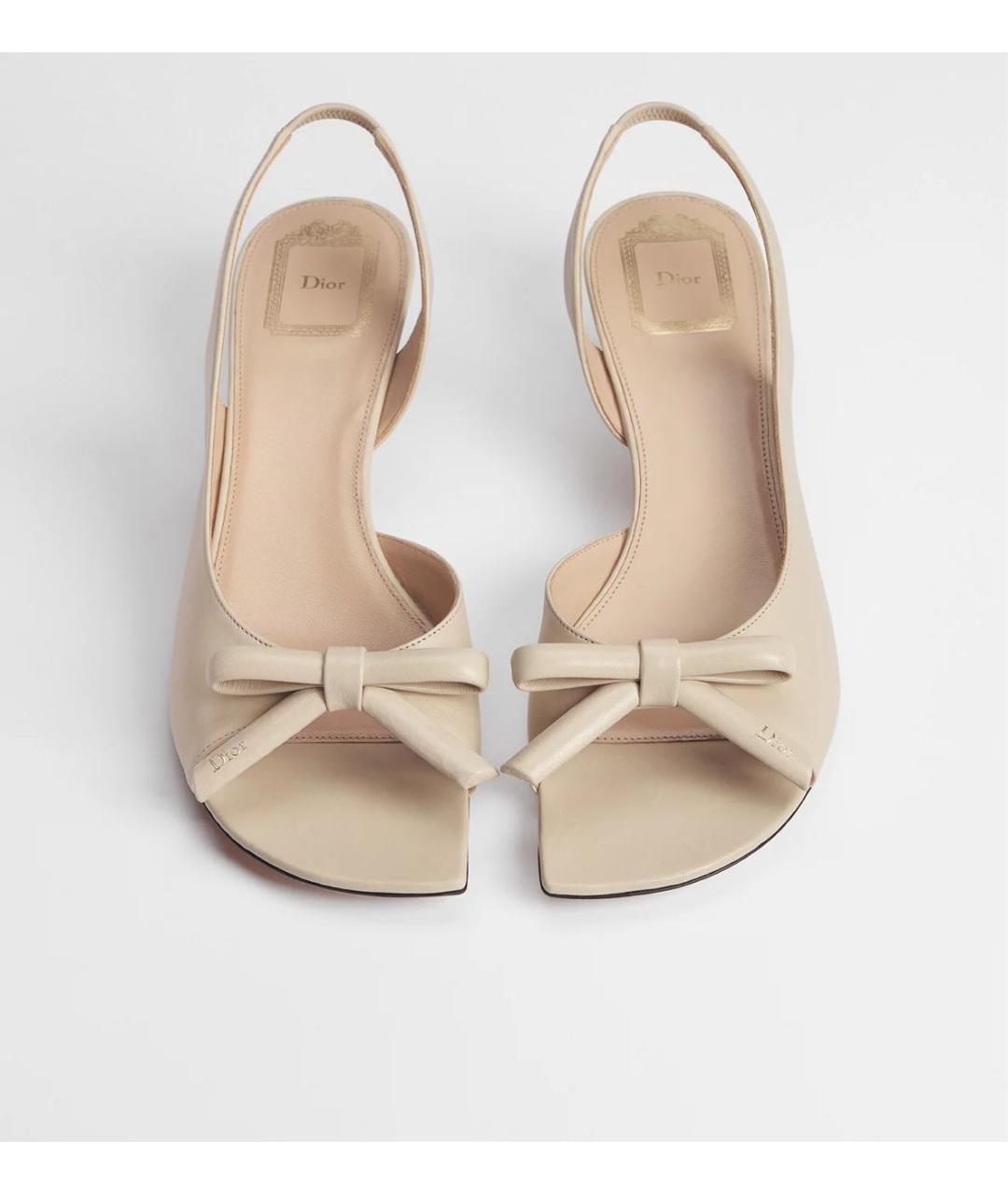CHRISTIAN DIOR Бежевые кожаные босоножки, фото 3