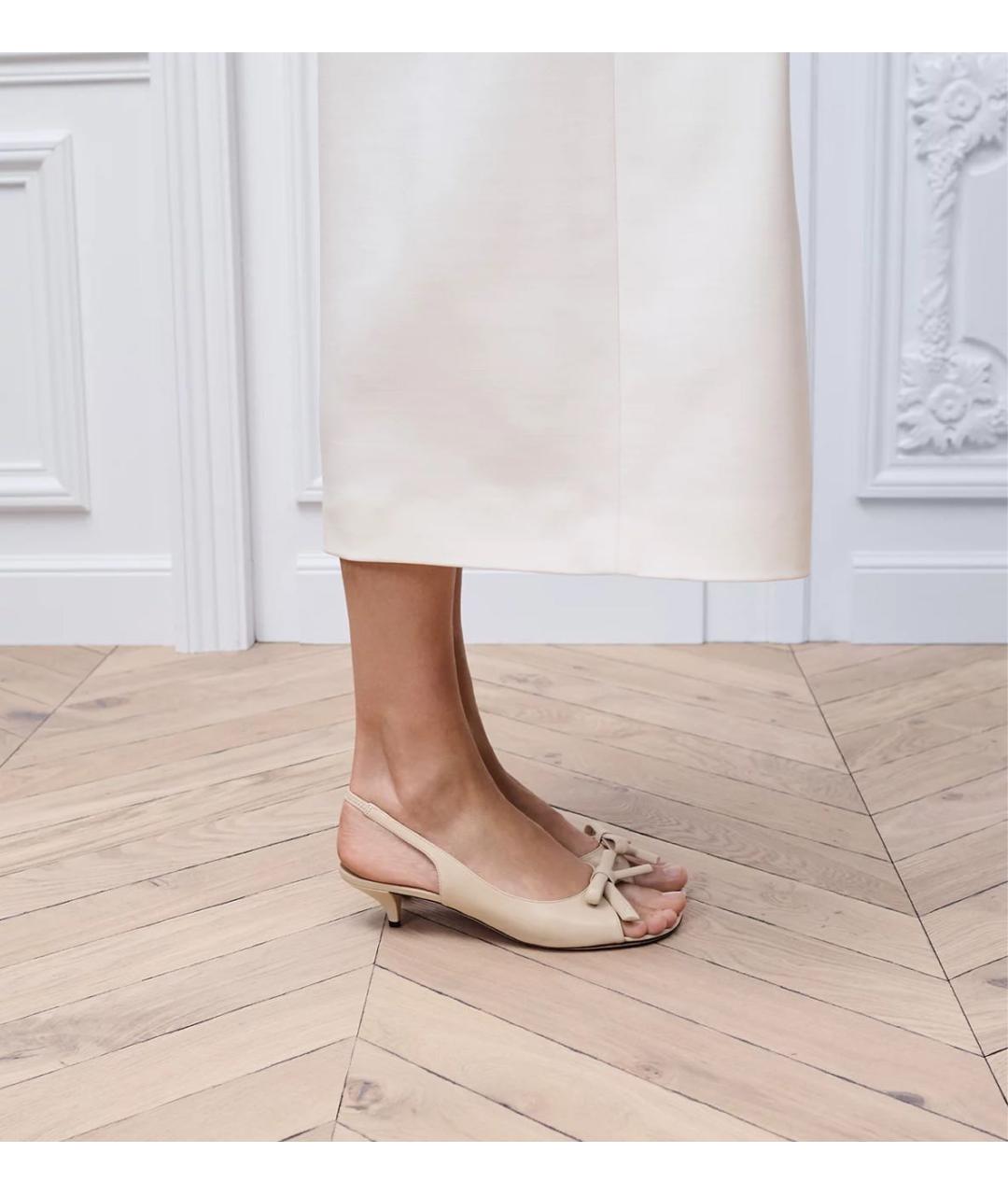 CHRISTIAN DIOR Бежевые кожаные босоножки, фото 2