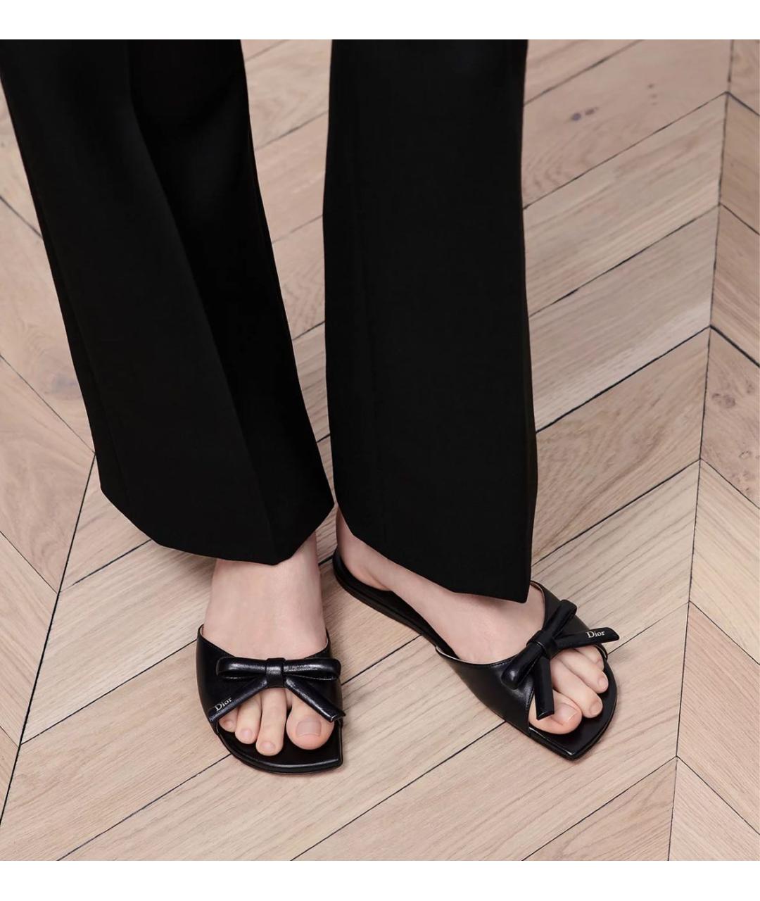 CHRISTIAN DIOR Черные кожаные мюли, фото 2