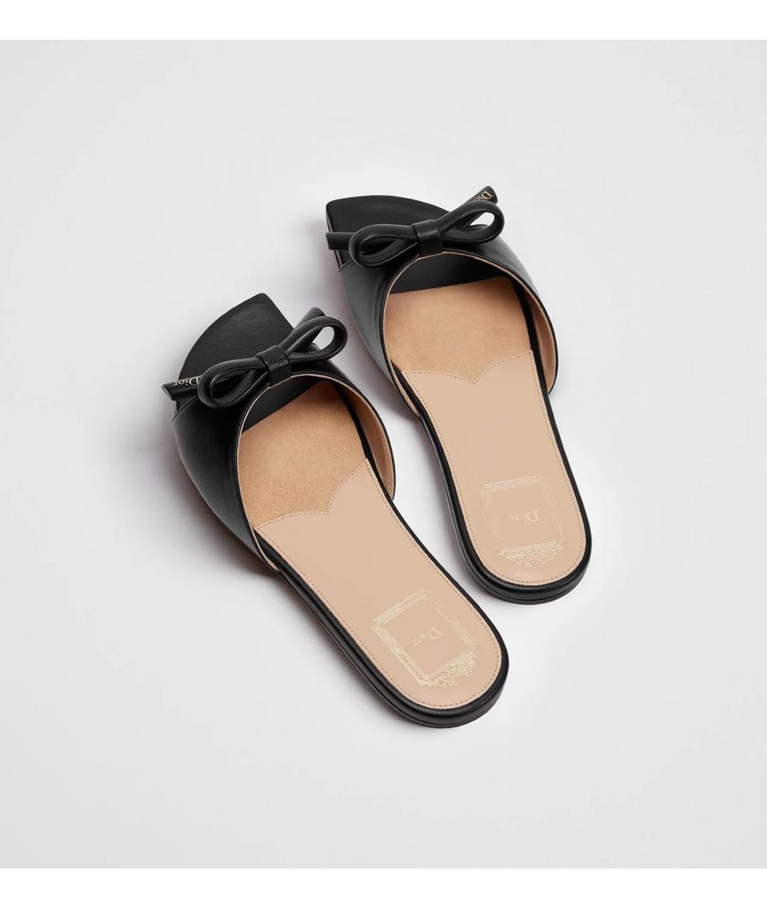 CHRISTIAN DIOR Черные кожаные мюли, фото 4