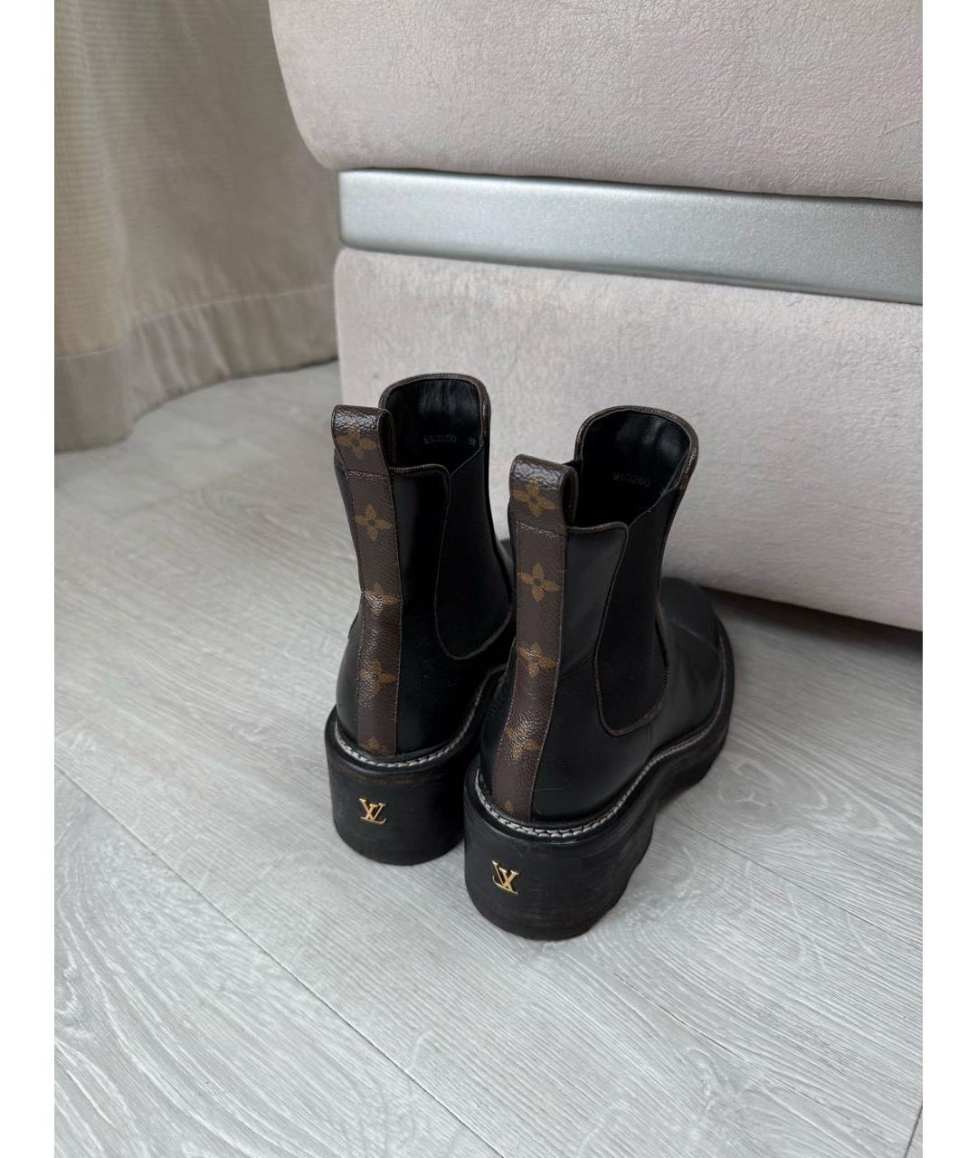 LOUIS VUITTON Черные кожаные ботинки, фото 2