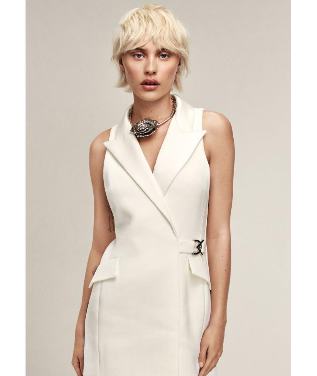 DAVID KOMA Белое вискозное коктейльное платье, фото 4