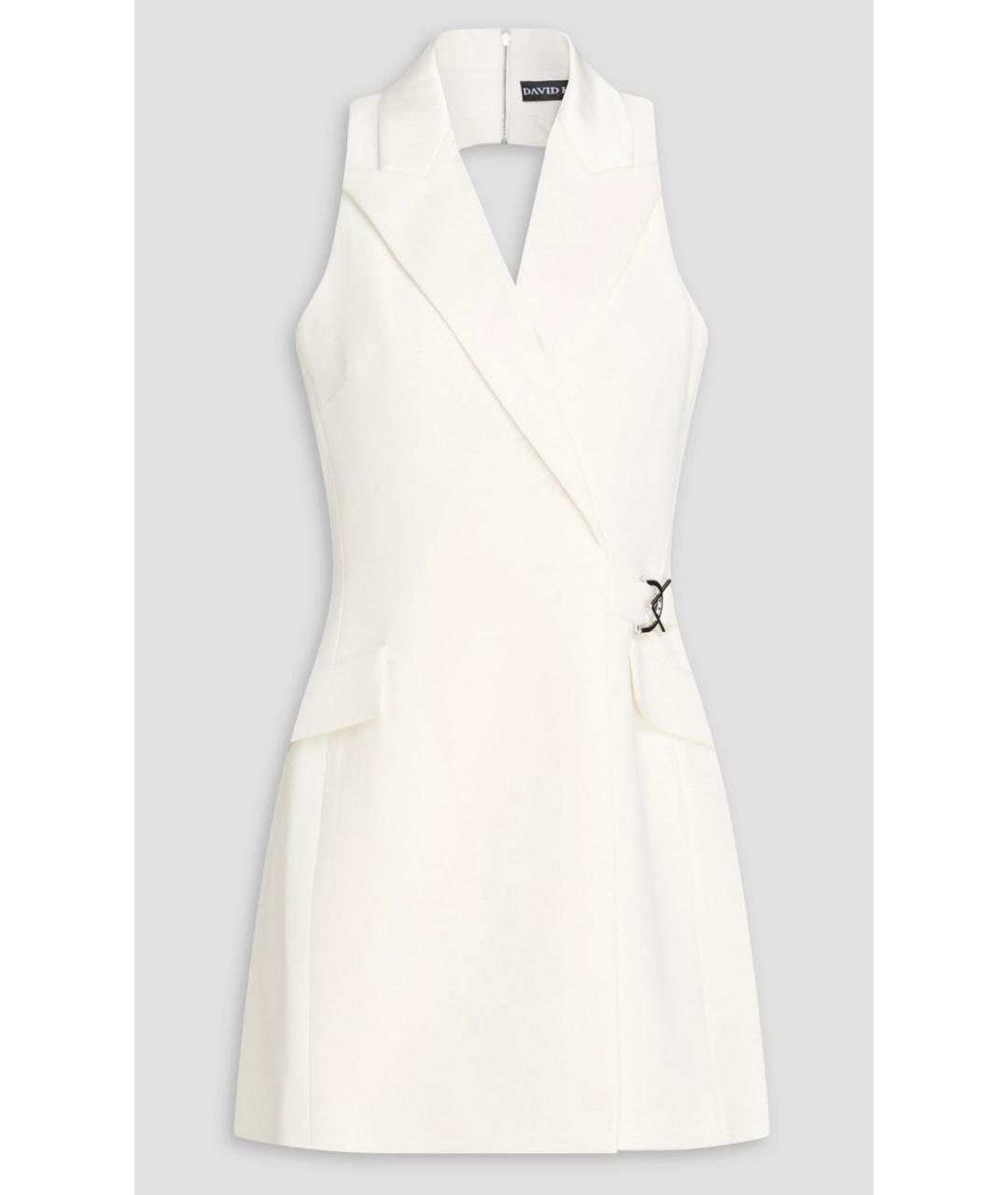 DAVID KOMA Белое вискозное коктейльное платье, фото 5