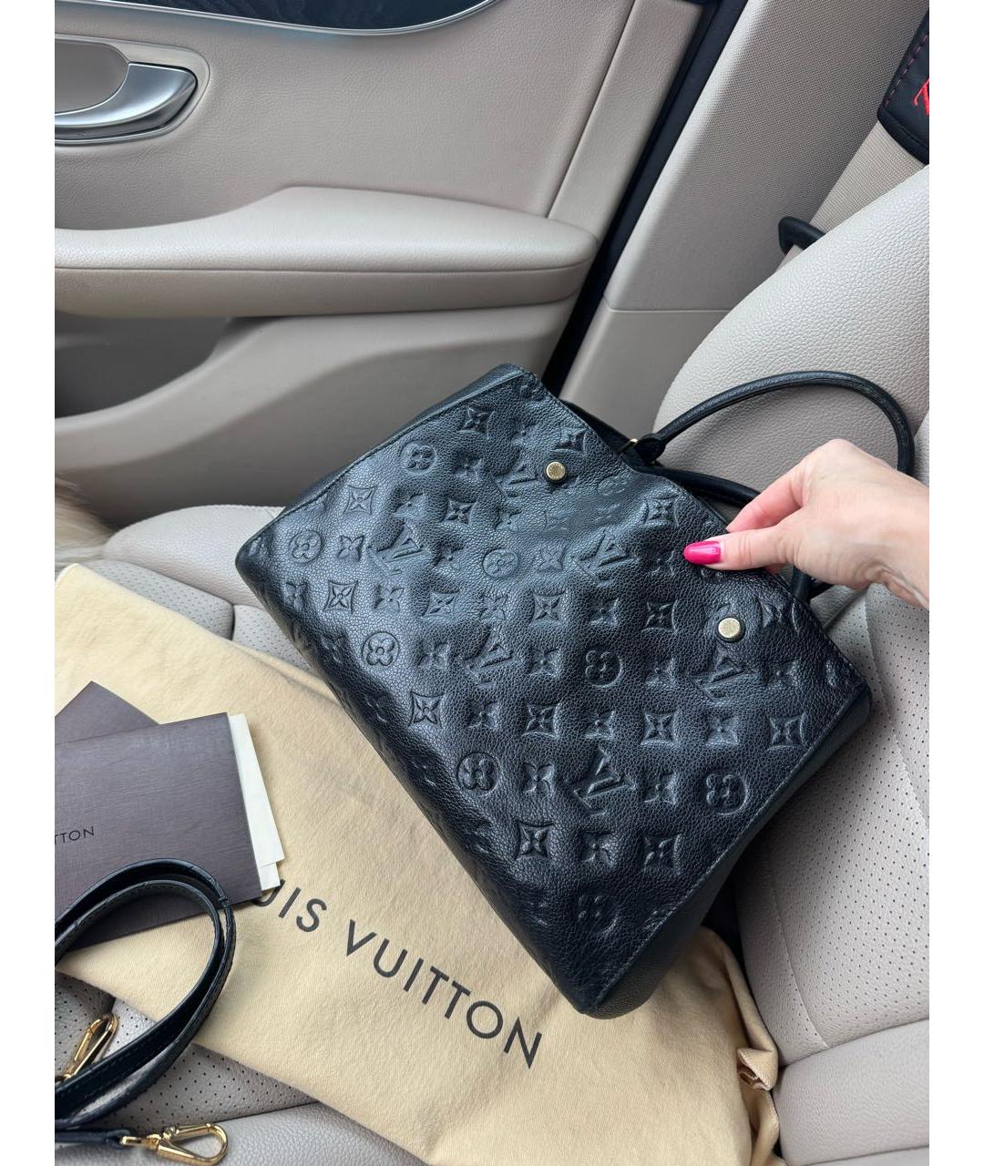 LOUIS VUITTON Черная кожаная сумка через плечо, фото 3