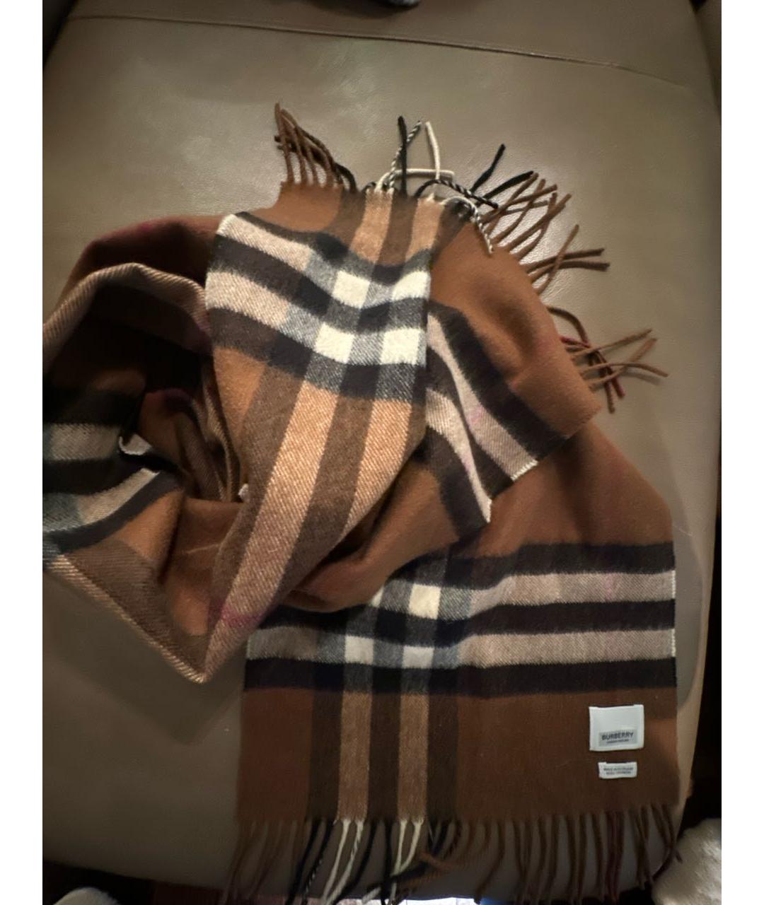 BURBERRY Коричневый кашемировый шарф, фото 3