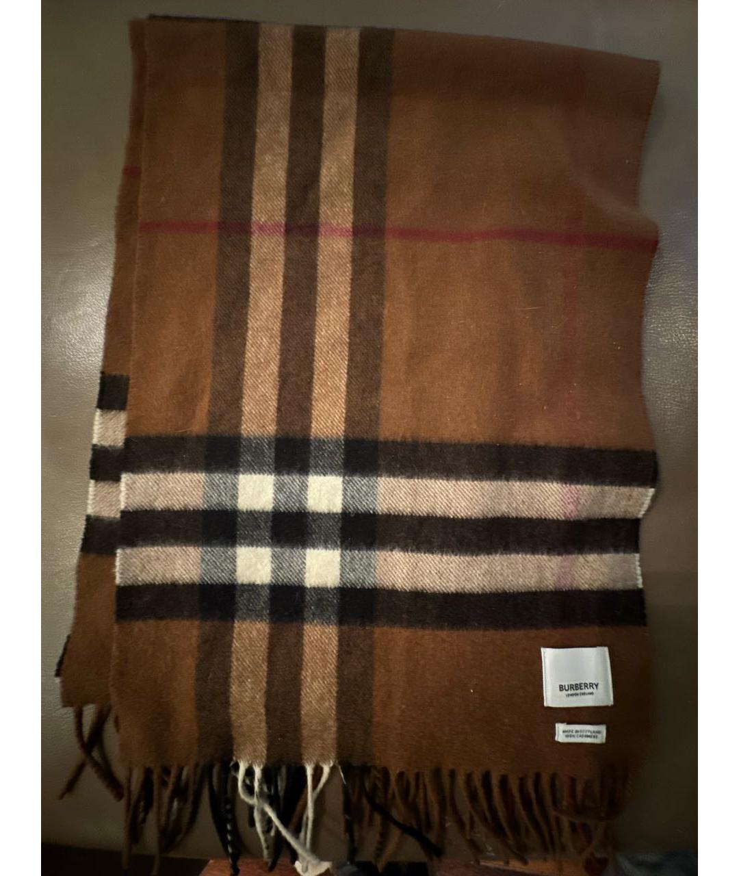 BURBERRY Коричневый кашемировый шарф, фото 5