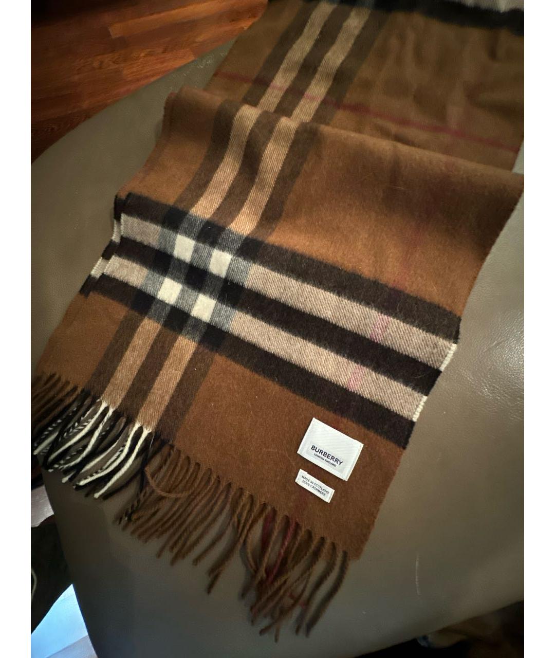 BURBERRY Коричневый кашемировый шарф, фото 4