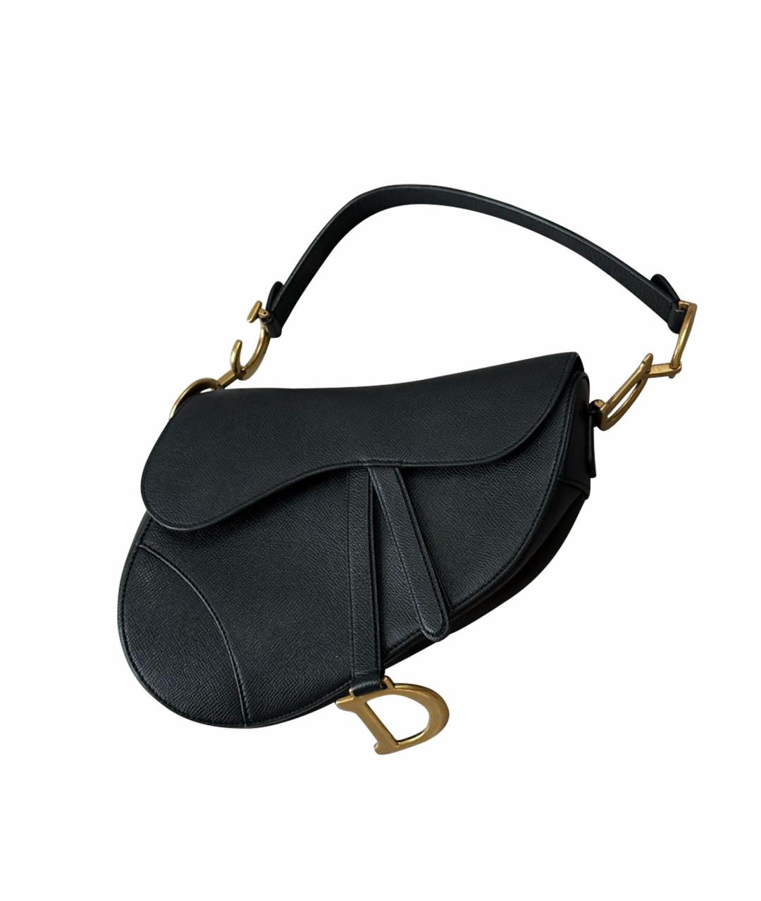 CHRISTIAN DIOR Черная кожаная сумка через плечо, фото 1