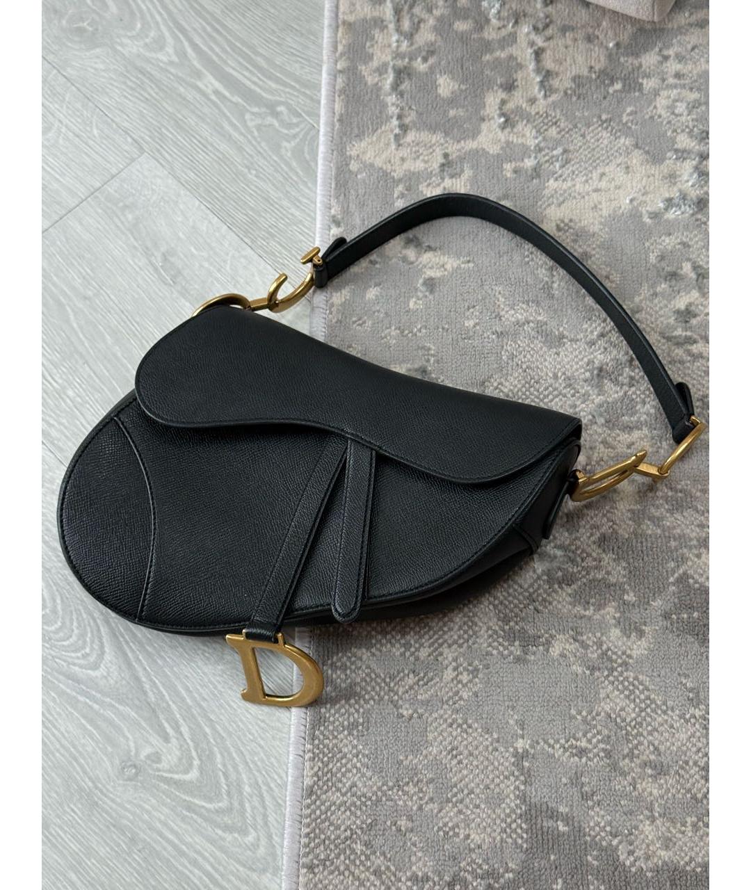 CHRISTIAN DIOR Черная кожаная сумка через плечо, фото 4