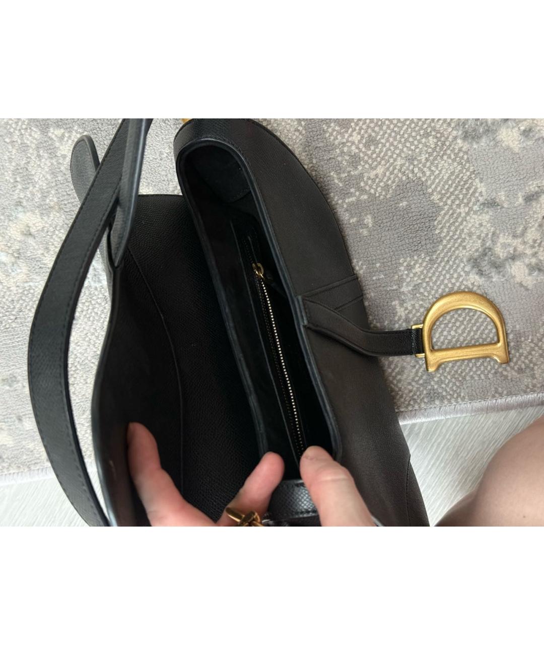 CHRISTIAN DIOR Черная кожаная сумка через плечо, фото 3