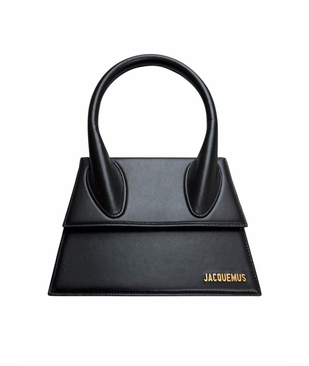 JACQUEMUS Черная кожаная сумка с короткими ручками, фото 1