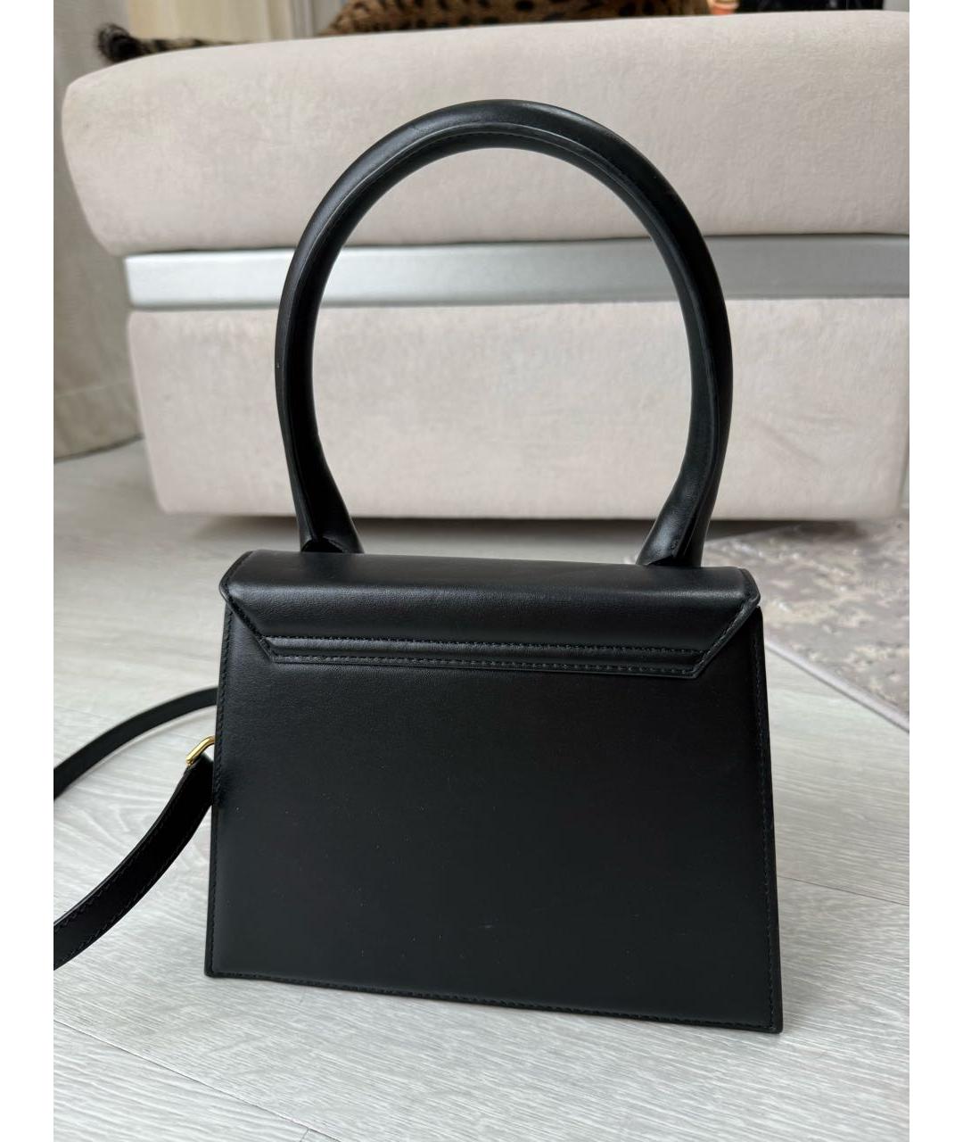 JACQUEMUS Черная кожаная сумка с короткими ручками, фото 2