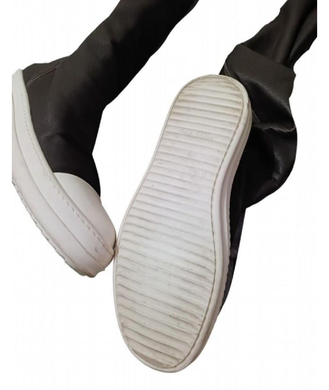 RICK OWENS Черные кожаные ботфорты, фото 4