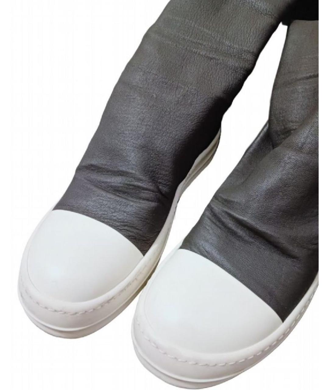 RICK OWENS Черные кожаные ботфорты, фото 2