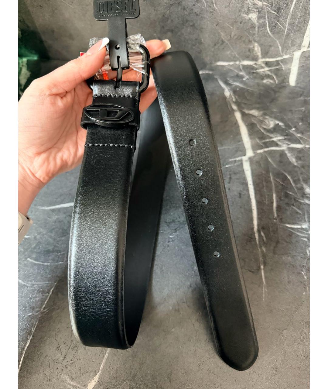 DIESEL Черный кожаный ремень, фото 4