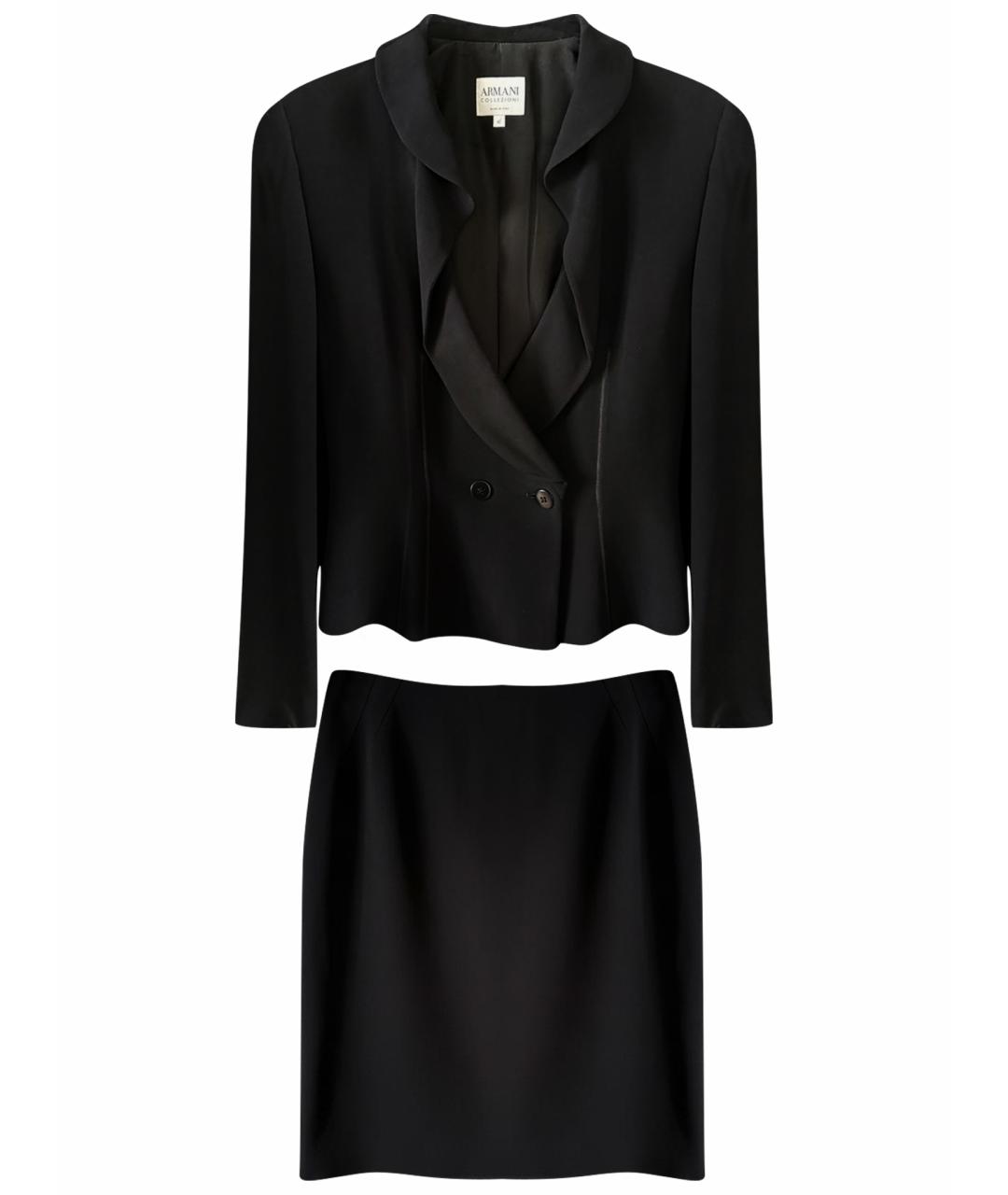ARMANI COLLEZIONI Черный шелковый костюм с юбками, фото 1
