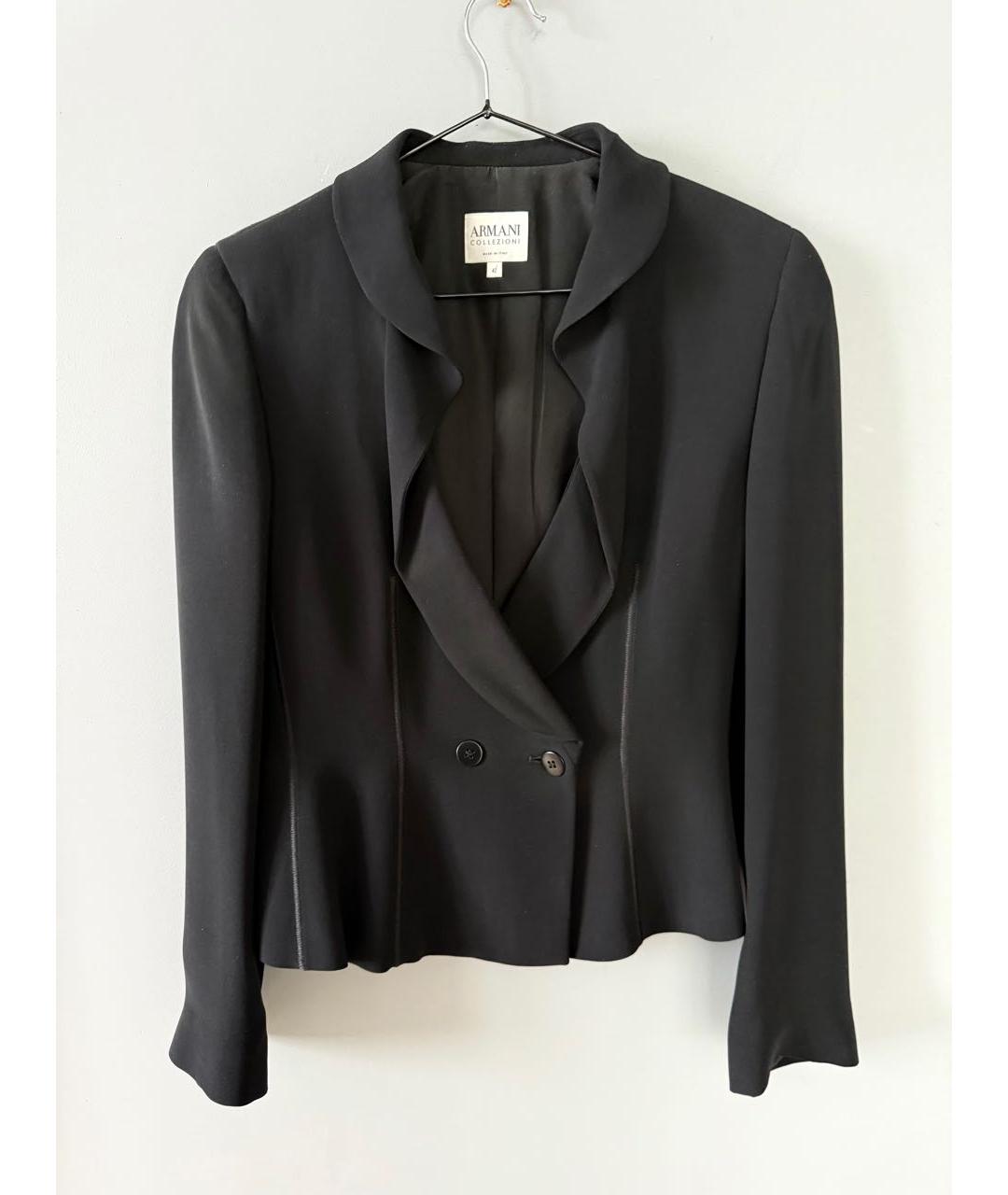 ARMANI COLLEZIONI Черный шелковый костюм с юбками, фото 7