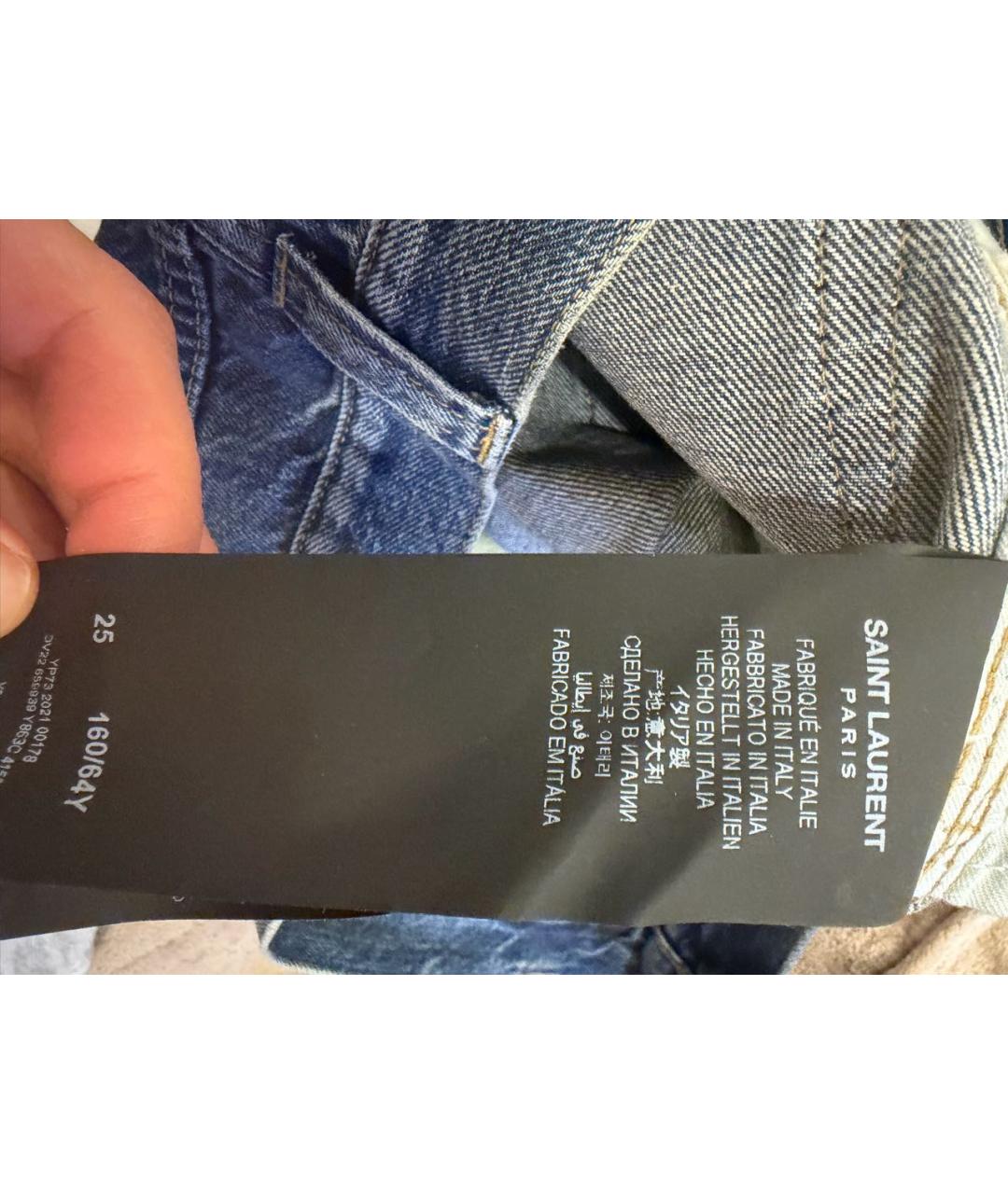 SAINT LAURENT Голубые прямые джинсы, фото 5