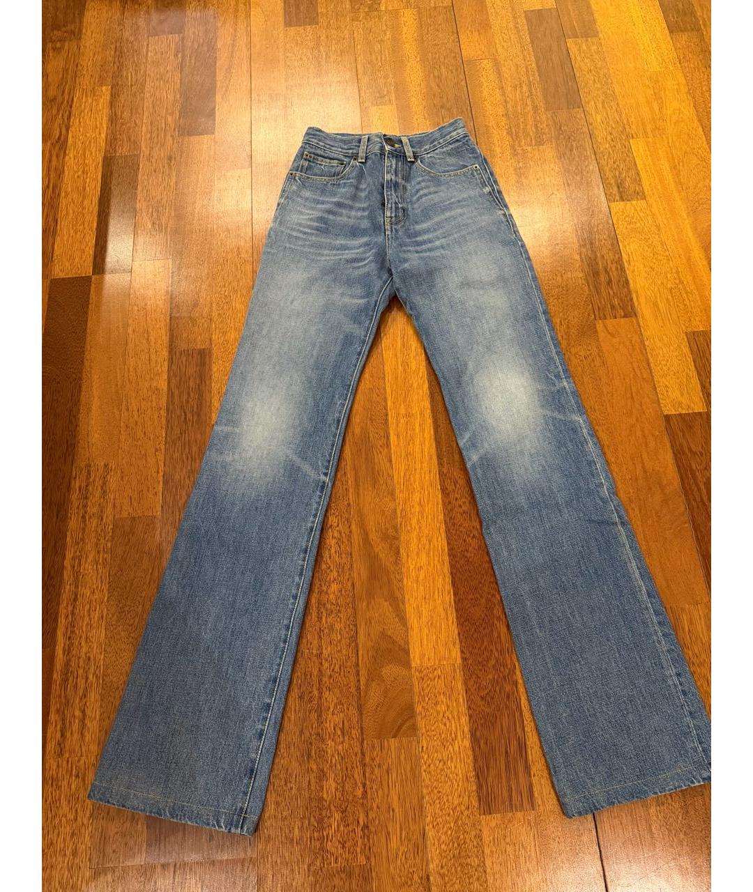 SAINT LAURENT Синие хлопковые прямые джинсы, фото 5