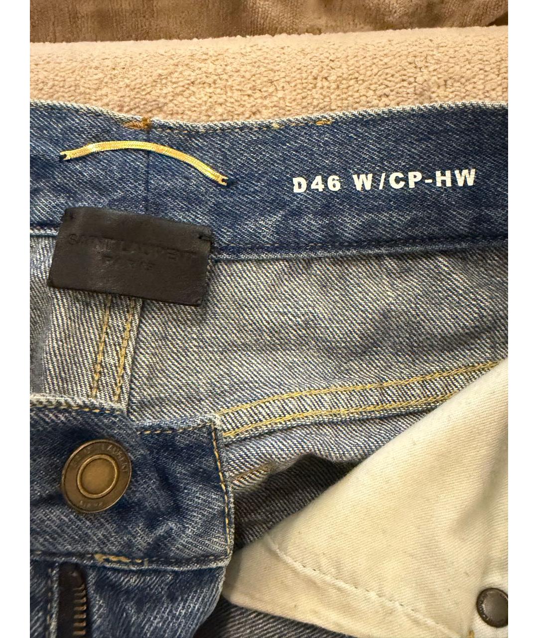 SAINT LAURENT Синие хлопковые прямые джинсы, фото 3