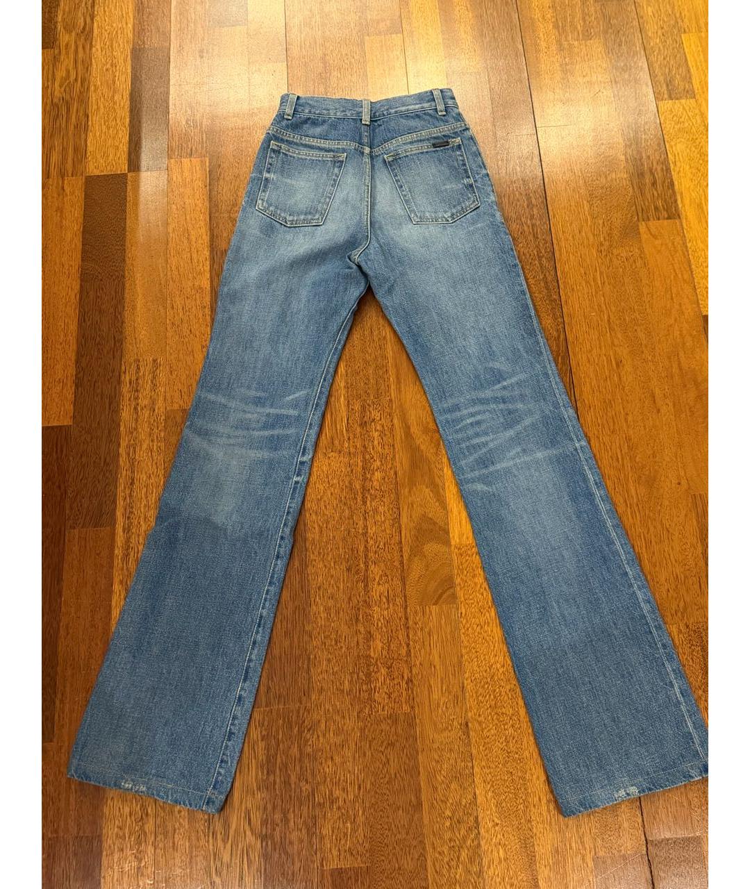 SAINT LAURENT Синие хлопковые прямые джинсы, фото 2