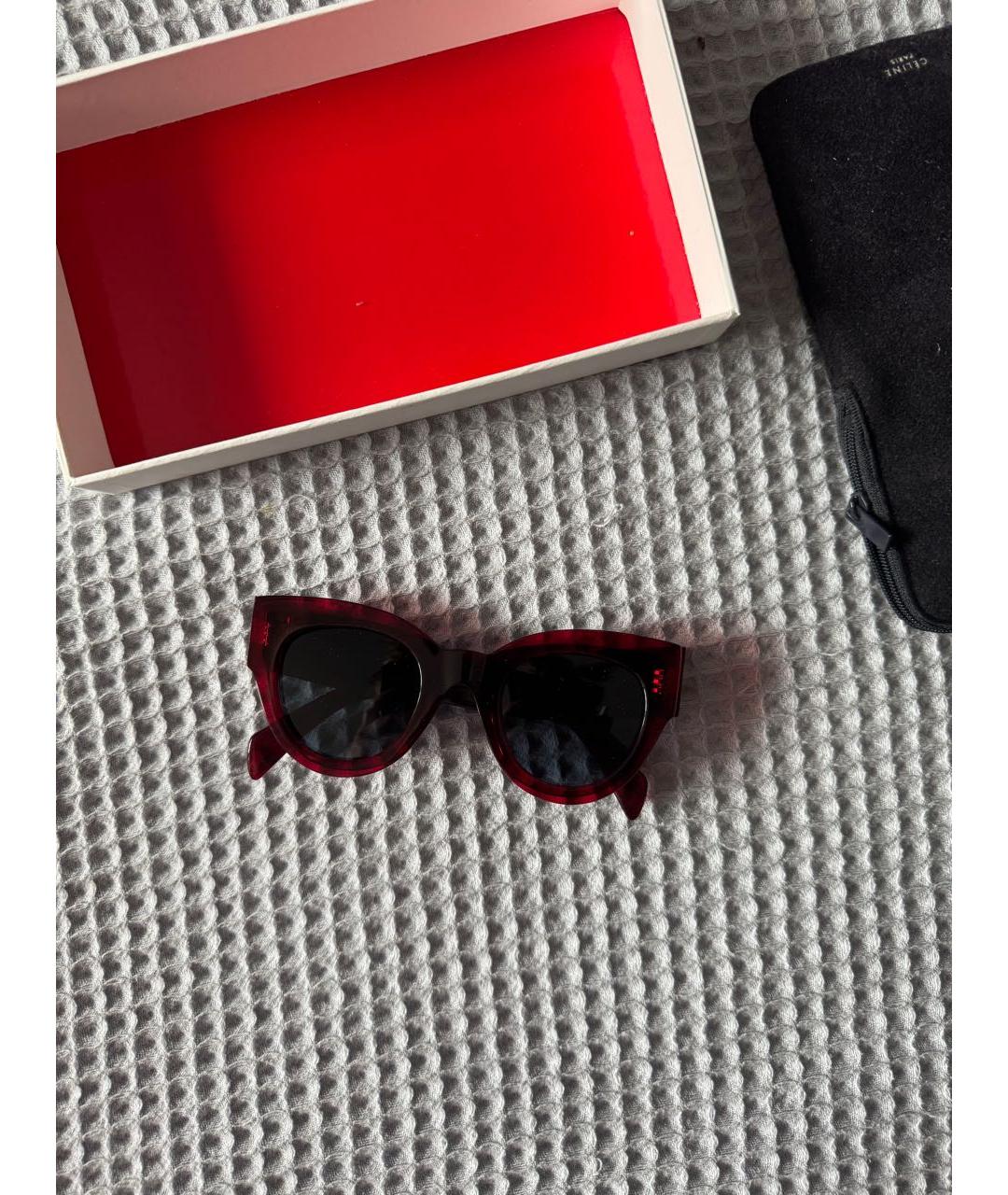 CELINE Красные пластиковые солнцезащитные очки, фото 3