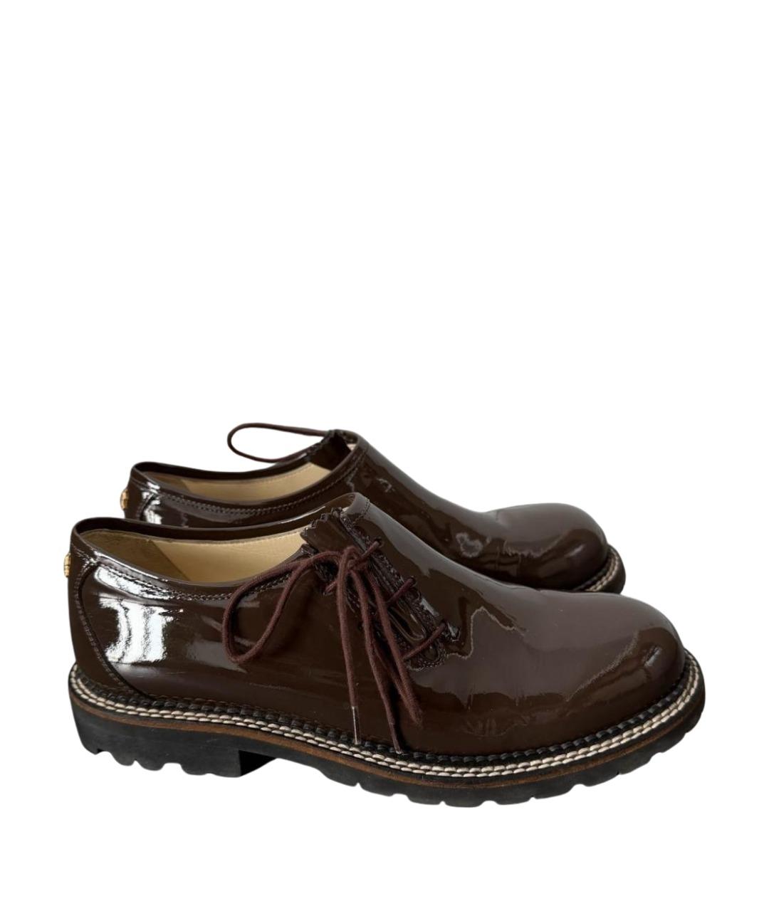 CHANEL Коричневые брогги и оксфорды из лакированной кожи, фото 2