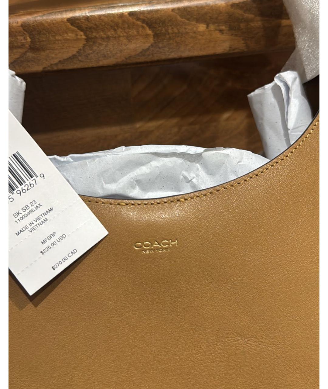 COACH Коричневая кожаная сумка через плечо, фото 4