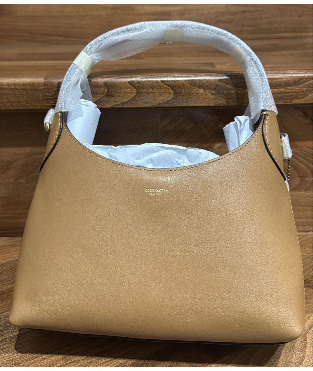 COACH Коричневая кожаная сумка через плечо, фото 6