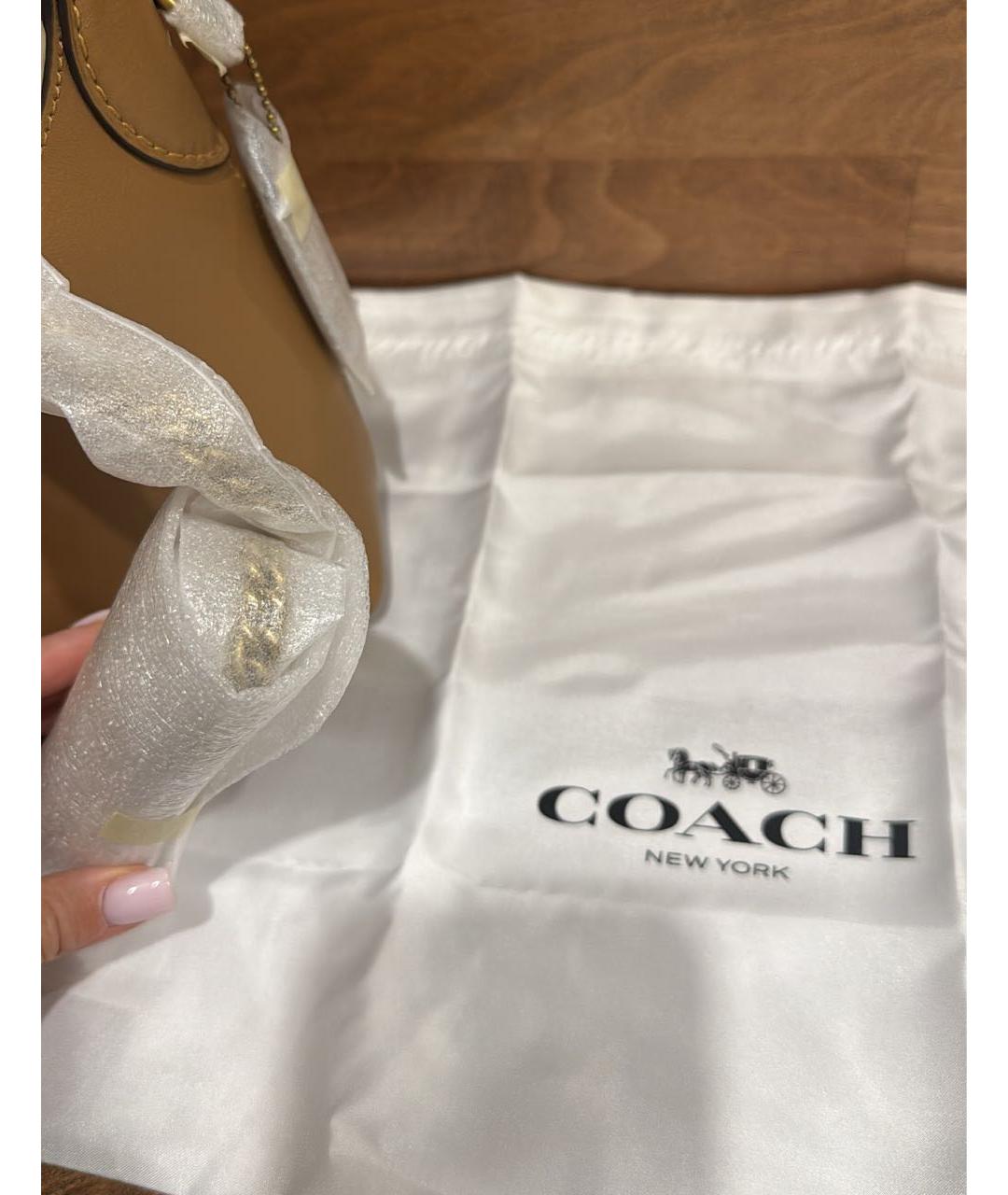 COACH Коричневая кожаная сумка через плечо, фото 5