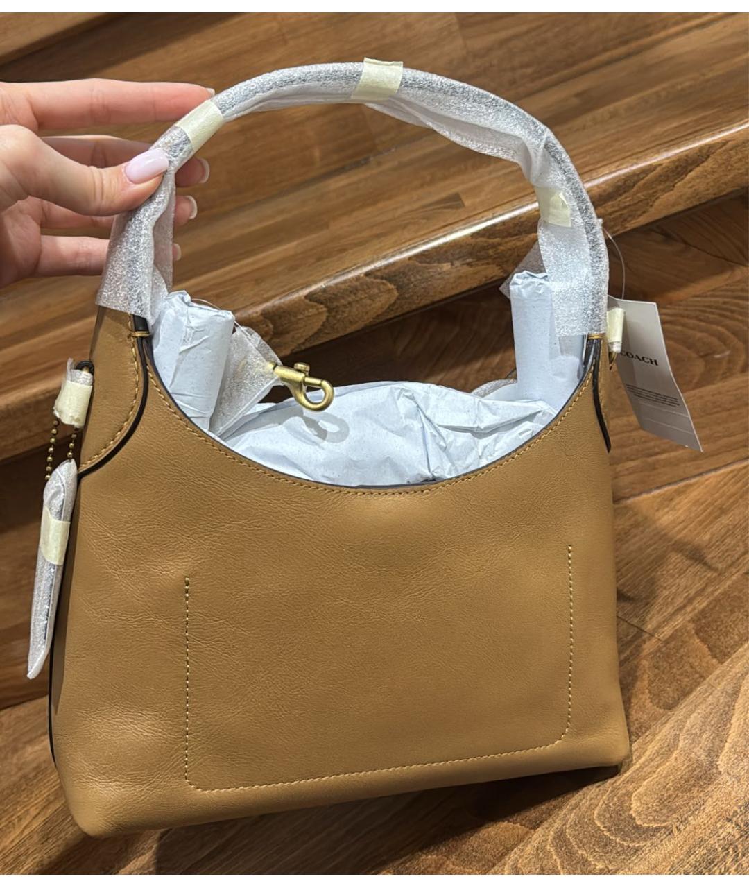 COACH Коричневая кожаная сумка через плечо, фото 3