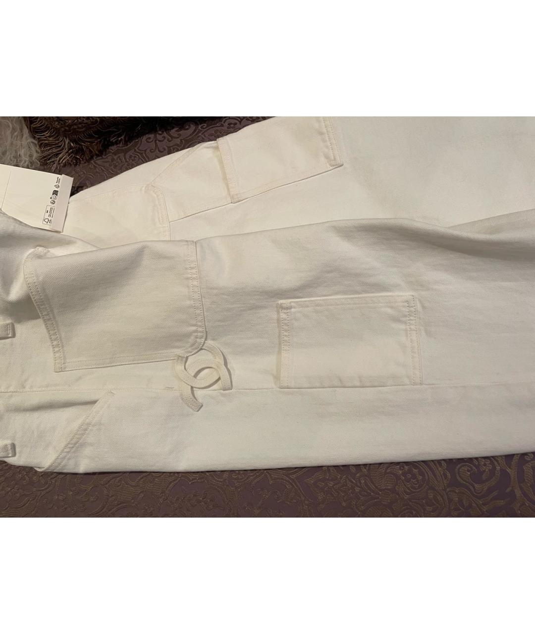 CHANEL Белые хлопковые прямые джинсы, фото 4