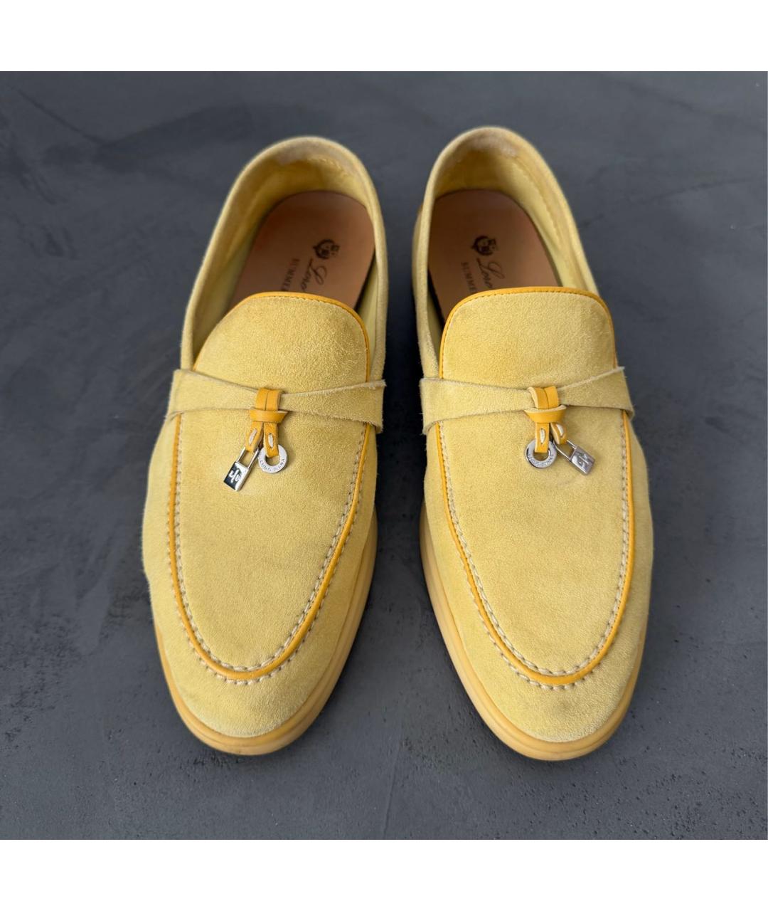 LORO PIANA Горчичные замшевые мокасины, фото 5