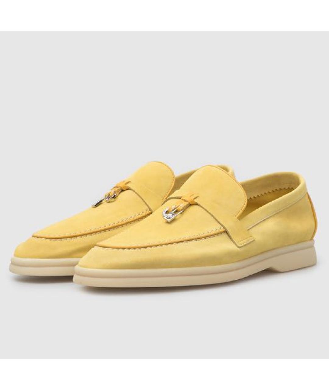 LORO PIANA Горчичные замшевые мокасины, фото 2
