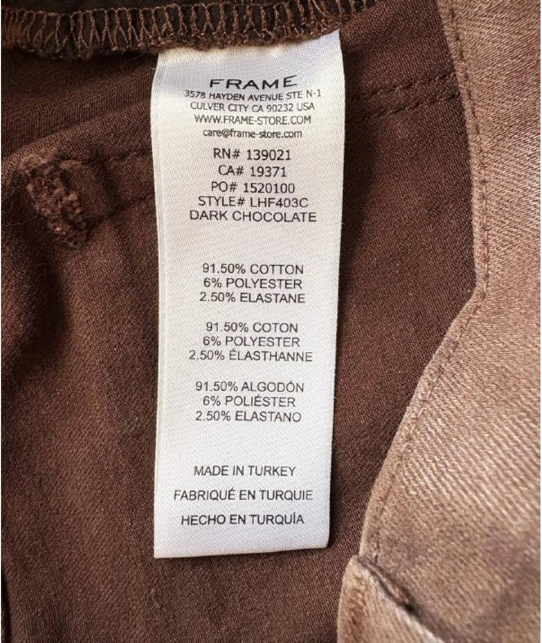 FRAME Коричневые хлопко-эластановые джинсы клеш, фото 8