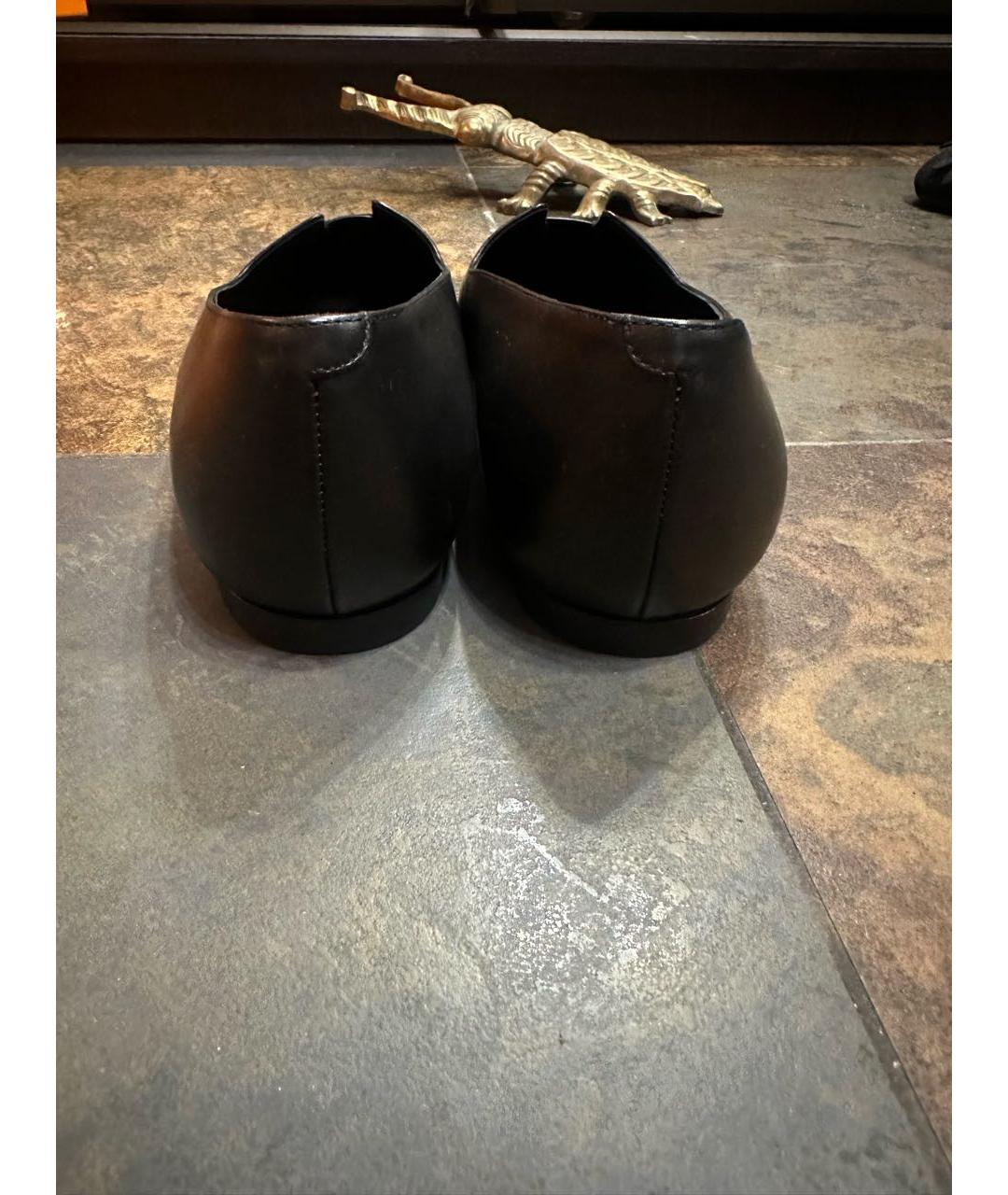 HERMES Черные кожаные балетки, фото 4