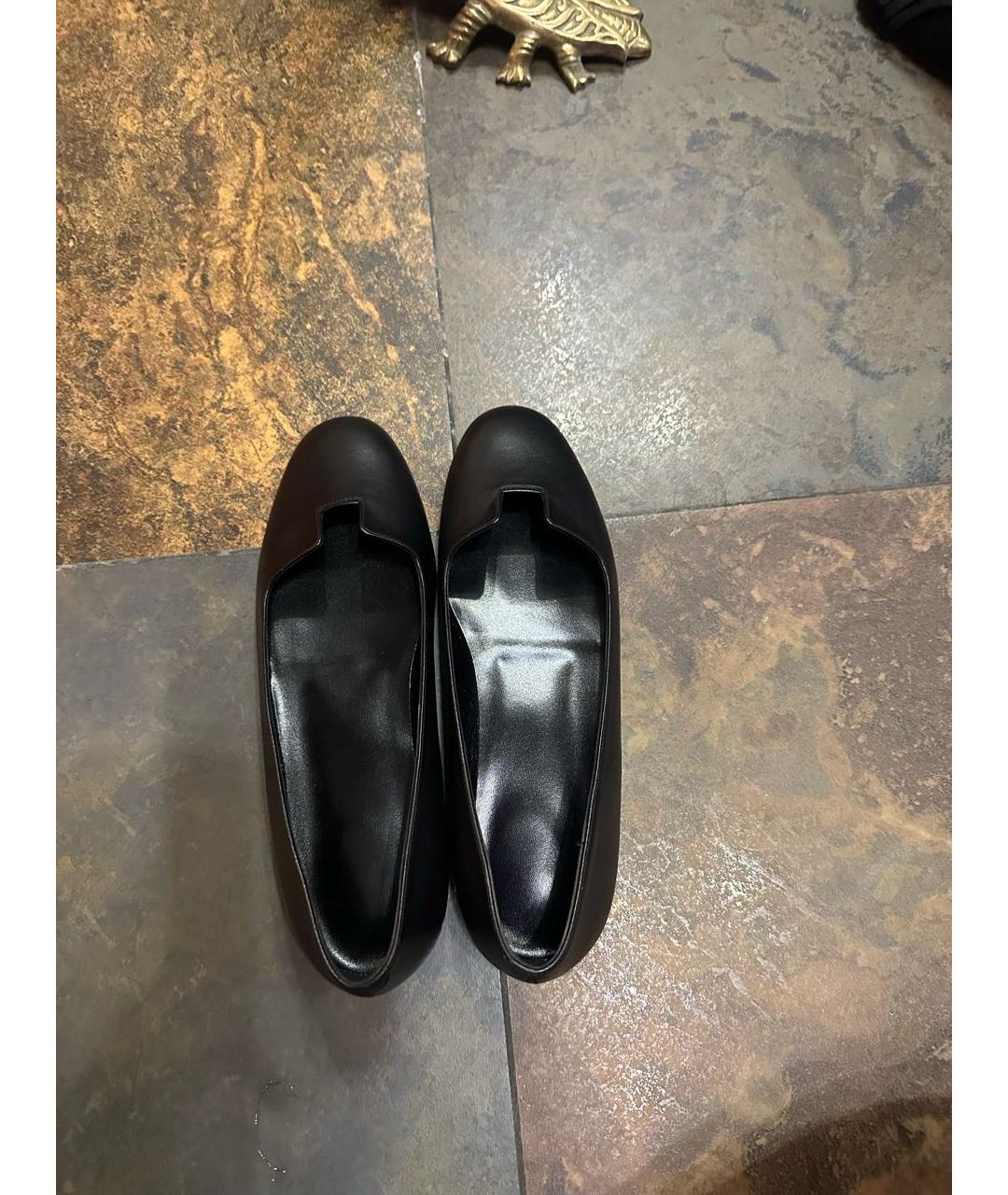 HERMES Черные кожаные балетки, фото 3