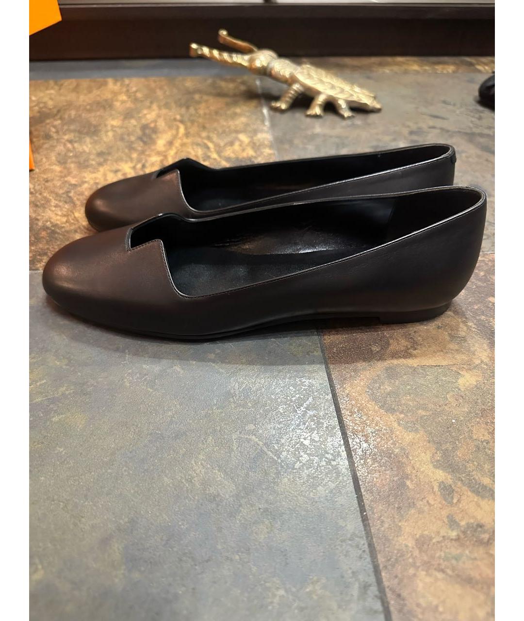 HERMES Черные кожаные балетки, фото 7