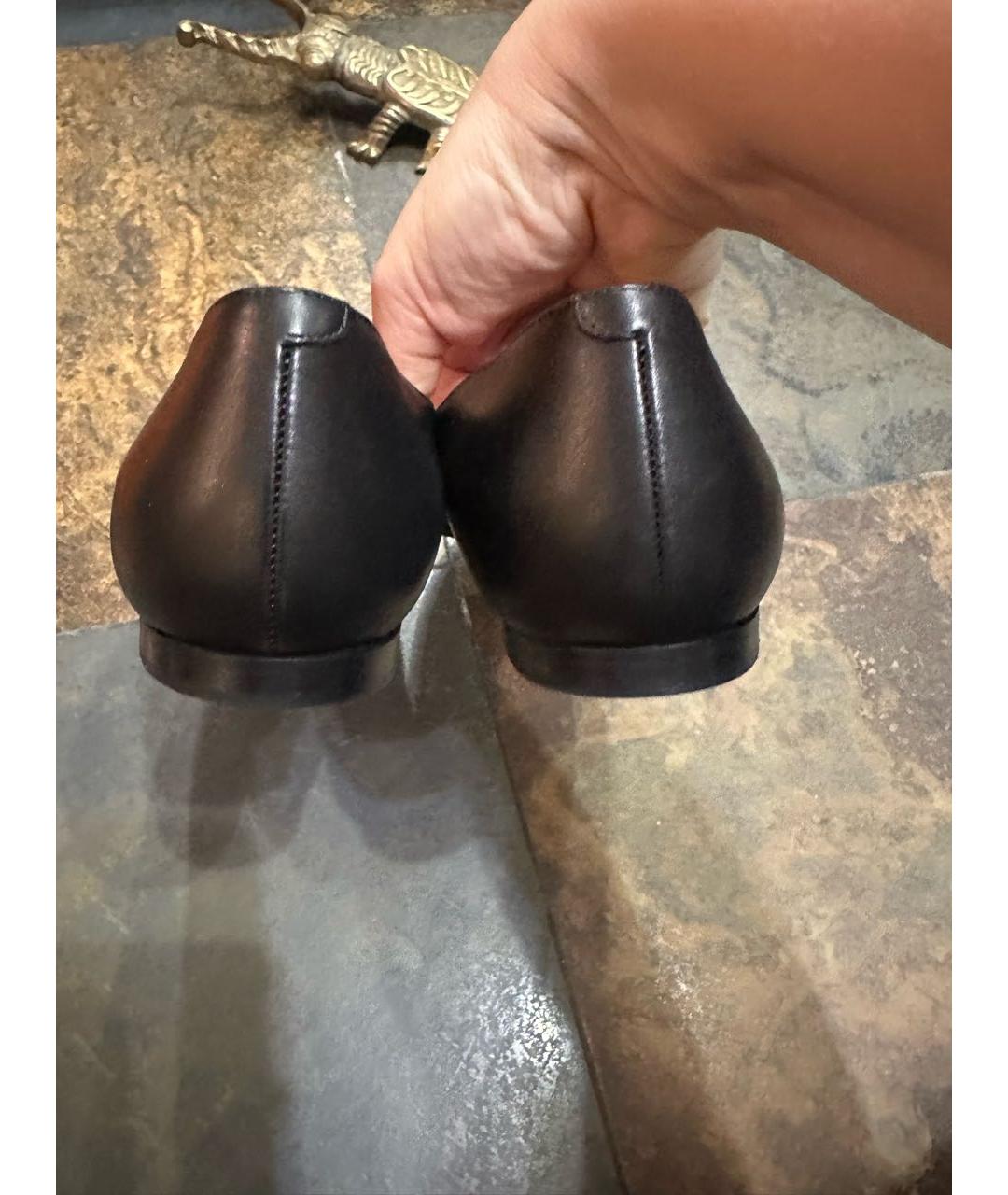 HERMES Черные кожаные балетки, фото 6