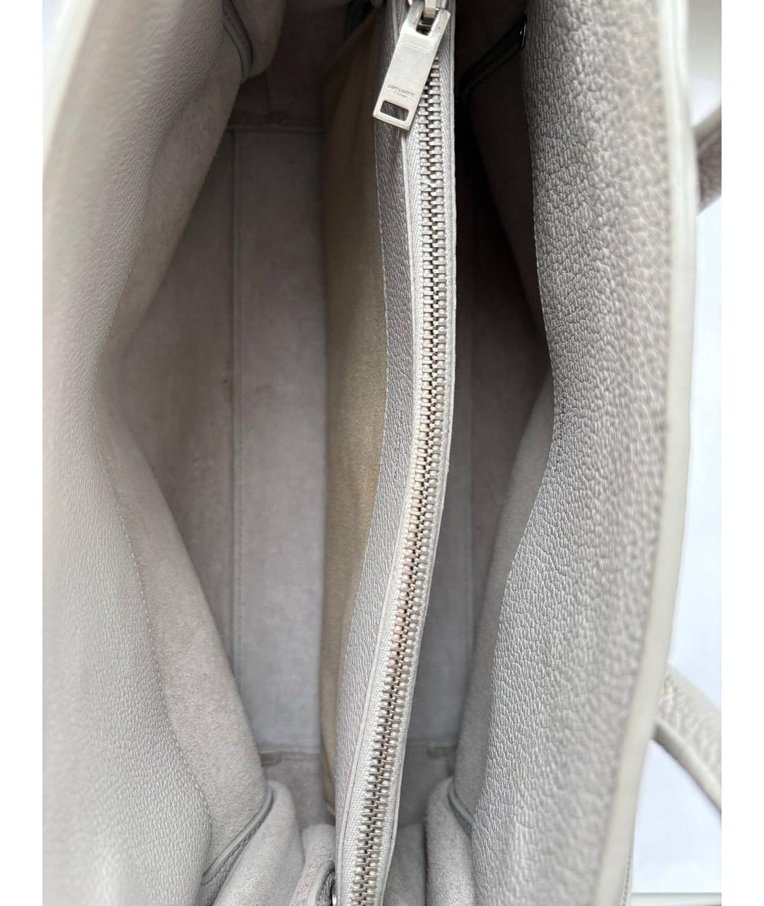 SAINT LAURENT Серая кожаная сумка тоут, фото 4