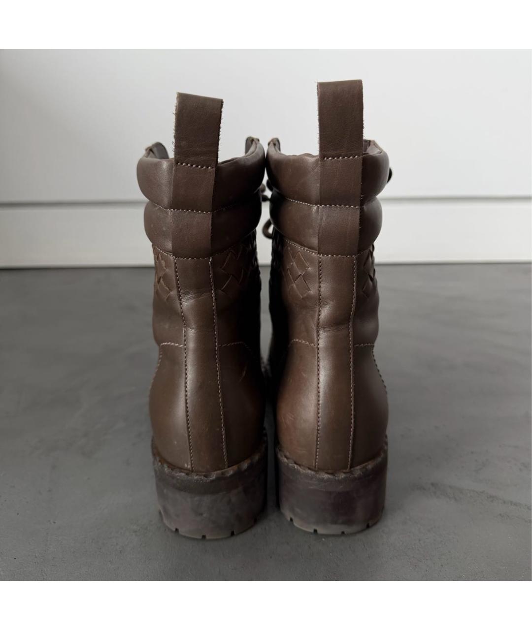 BOTTEGA VENETA Коричневые кожаные ботинки, фото 4
